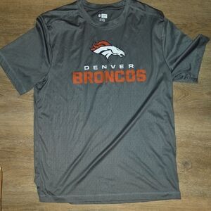 NFL Denver Broncos Gray Short Sleeve Logo Tee with Orange Accents
